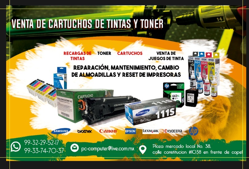 Flyer venta de cartuchos con contactos